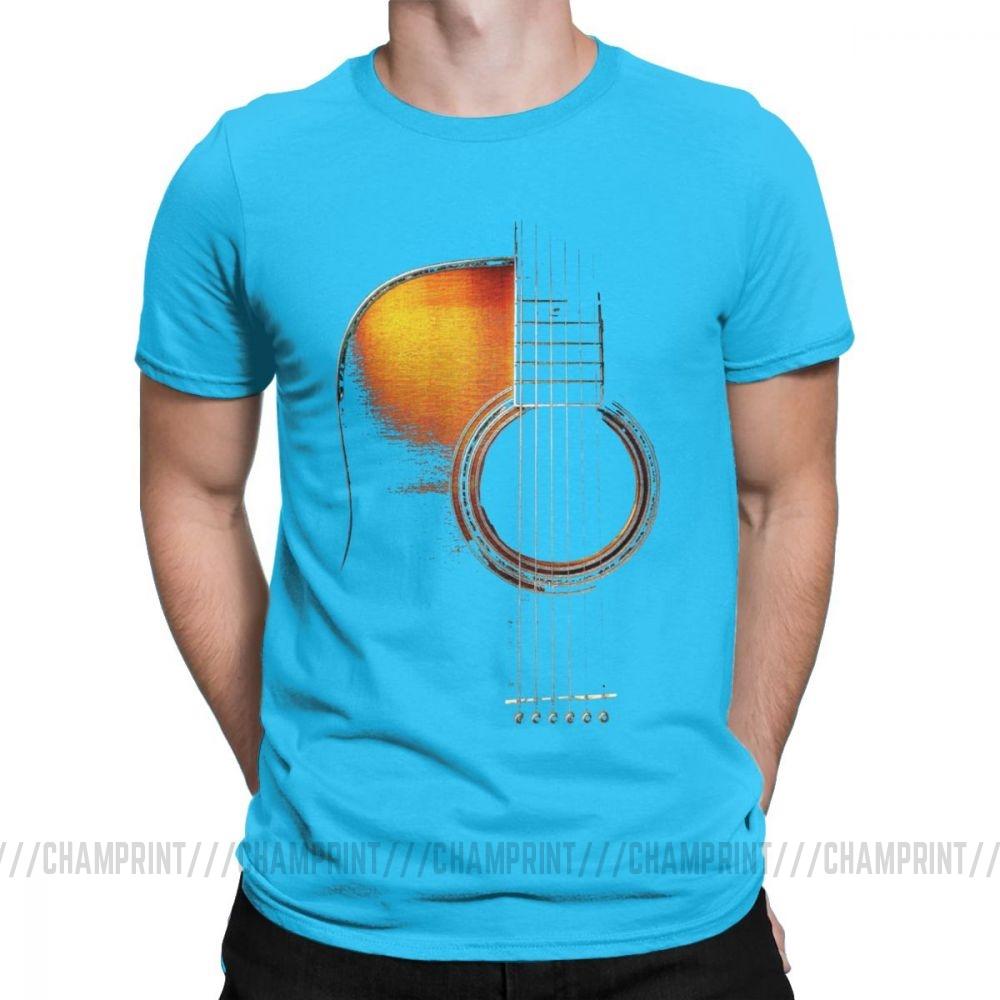 Men T Shirt Acoustic Guitar Hi Lite Music Vintage 100 Cotton Tees Short Sleeve T