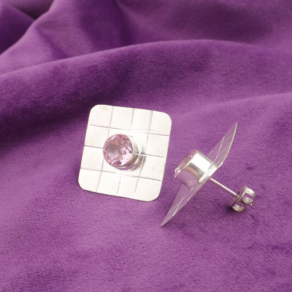 Morganite Gemstone 925 Sterling Silver Stud Post Wedding Gift Earrings Jewelry EE-146-8