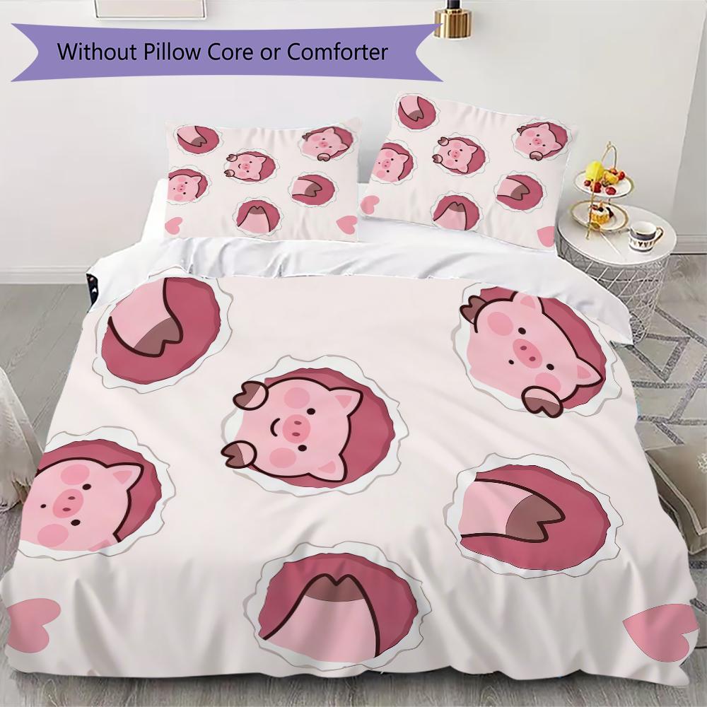 

Cute pink pig Pattern Bedding uilt Set uilt Cover Pillowcase Home Decoration Birthday Gift (1 * duvet cover + 49 * pillowcase without core) 135x200cm