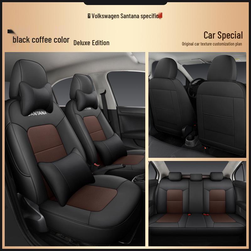 Five-Seat Full Coverage Leather Car Seat Cover for Santana Hao Na - Universal Fit for All Seasons.