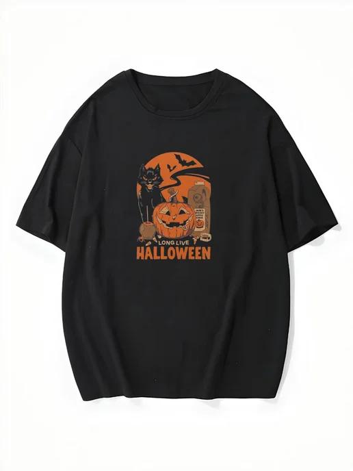 Oversized T-shirt with Halloween print S