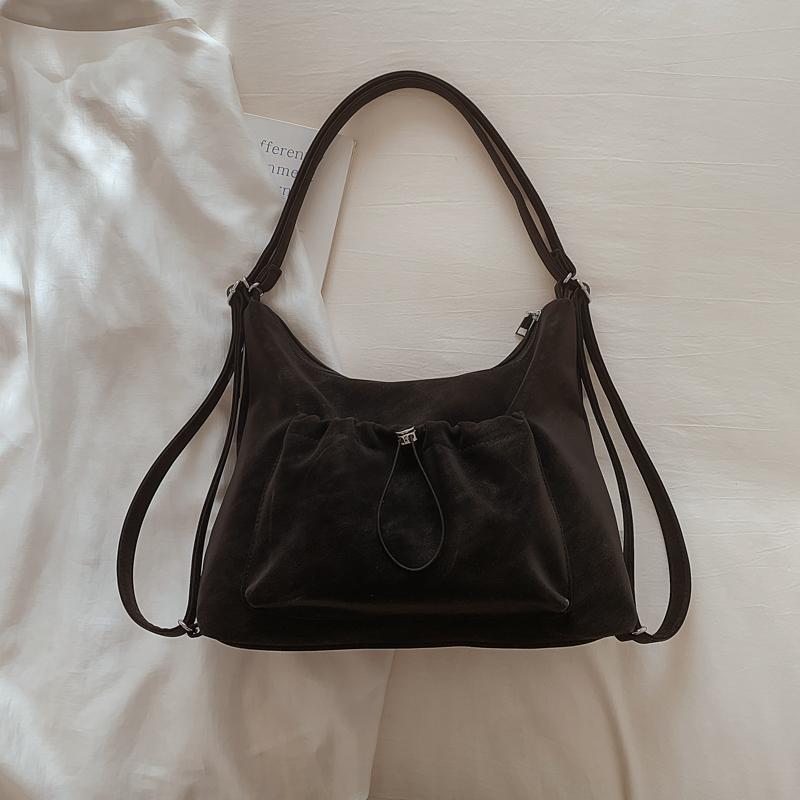Slouchy Shoulder Bag with Front Pouch Large Capacity Everyday Fashion Tote Bag