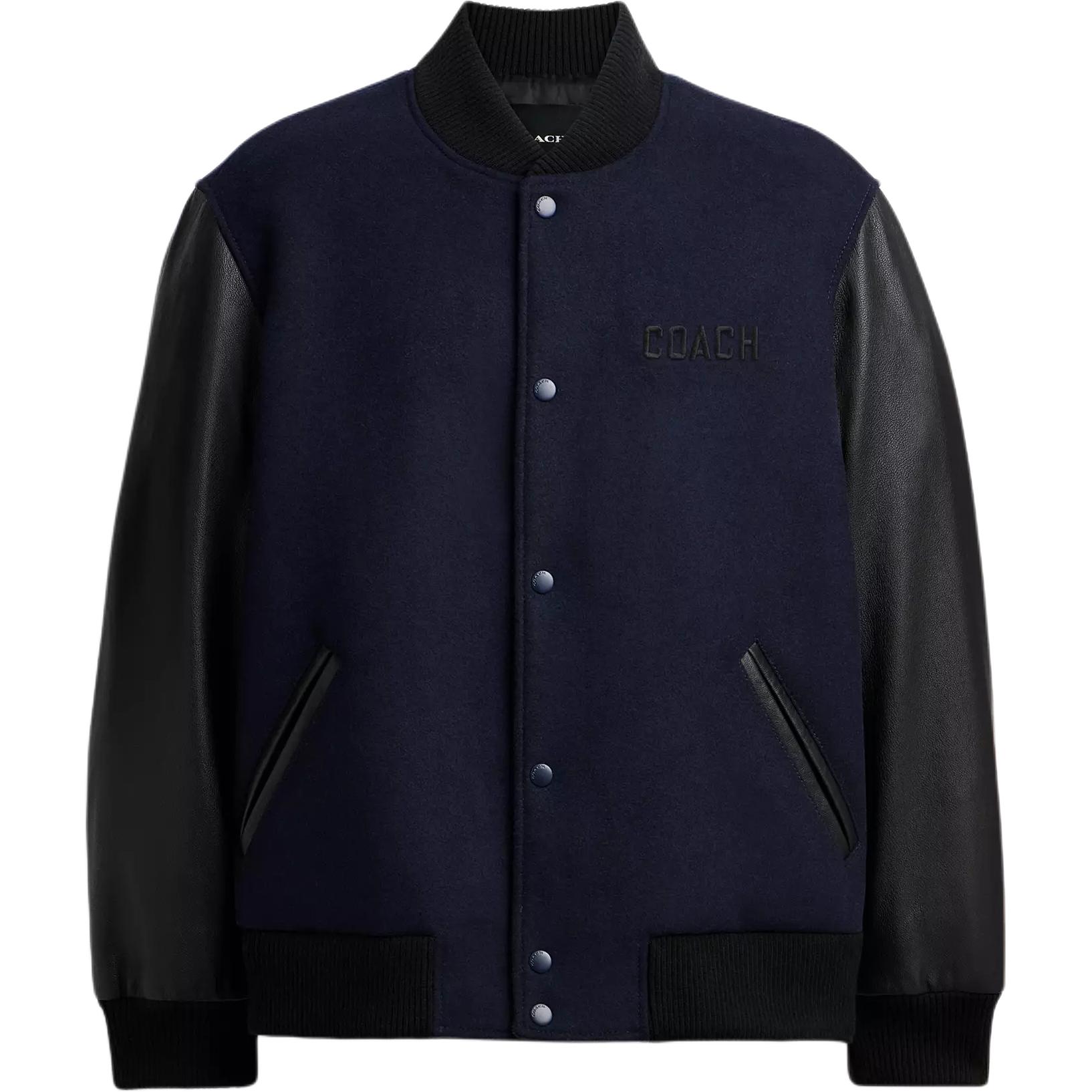 

Coach Color Block Baseball Collar Single-Breasted Long Sleeve Jacket Men jackets Navy-Blue CU453-B5H L