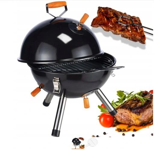 Grill Kopułowy Ogrodowy Zamykany Gril Z Pokrywką Węglowy Brykiet Okrągły