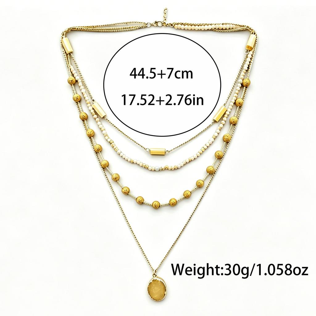 Handmade Multi Layer U Shaped Stone Clavicle Chain For Women