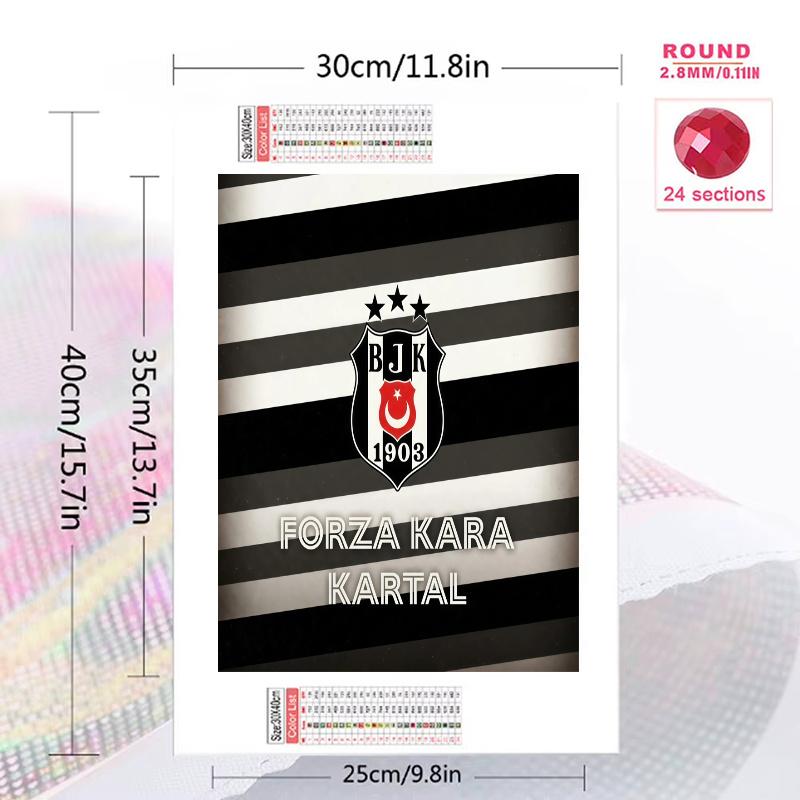 Besiktas J.K 100% Round Full Drill 5D DIY Diamond Painting Embroidery Cross Stitch Rhinestone Décor