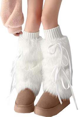 Leg Ankle Loose Leg Fluffy Cold Faux Lolita Harajuku Y2k Retro [Roiyezo] Warmers, Warmers, Women's, Socks, Warmers, Socks, Protection, Knit, Striped,