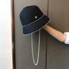 Pearl Chain Bucket Hat Straw Sun Women Beach Travel