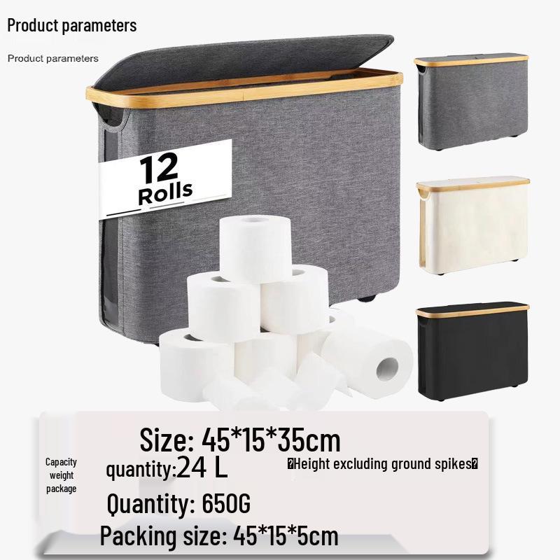 Clear Toilet Paper Holder & Non-slip Storage Bin Dustproof Basket