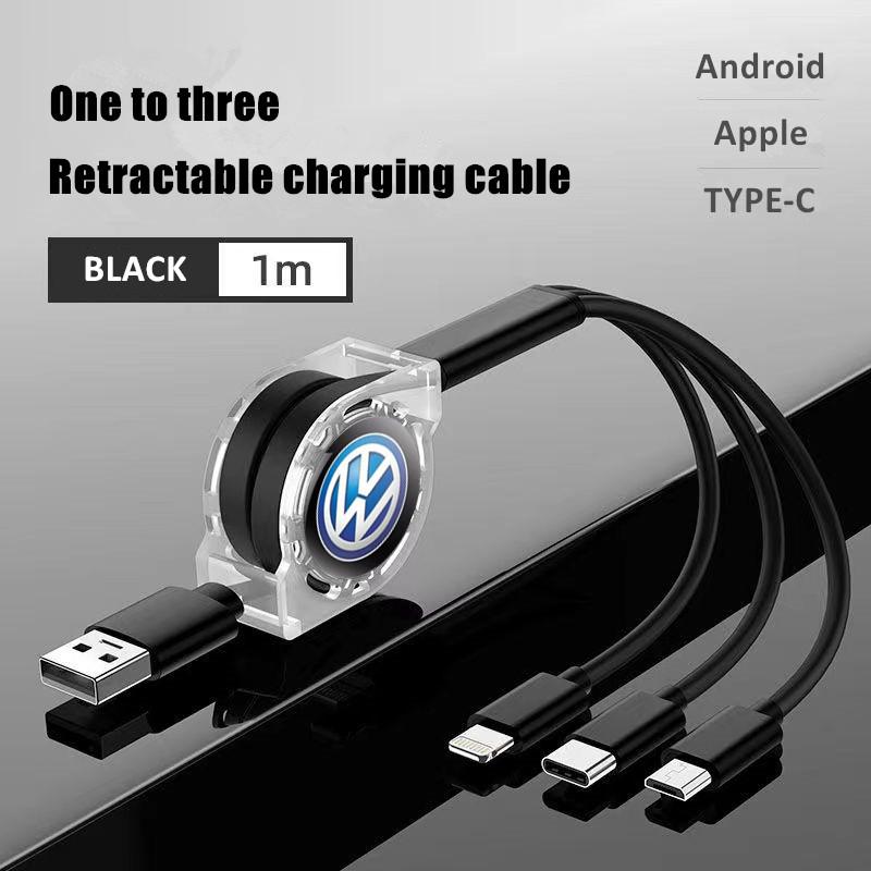 W161New 3 In 1 Micro USB Type C Charging Cable Multi Charger For Volkswagen RLine Golf GTI Passat Jetta Beetle B7 B5 Tiguan Scirocco