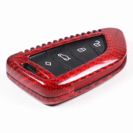 Red Real Carbon Fiber Smart Key Fob Case Shell Cover For Toyota Supra -24