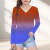 Womens V-Neck Long Sleeve Loose Fit T-Shirt With Polka Dot Print Casual Oversized Top Daily Wear