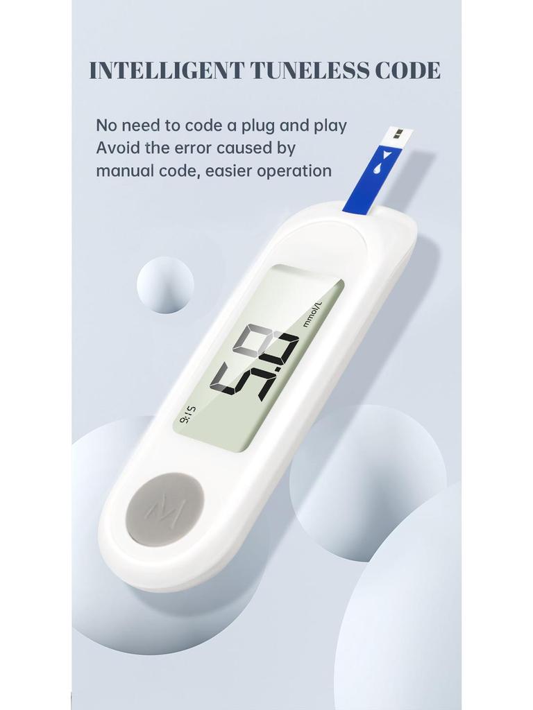 Heimblutzuckermesssystem mit codierungsfreiem Messgerät, Blutzucker-Teststreifen und Lanzetten