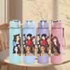 1PC Fashion Teen Girl Squad 750ml Color Plastic Sports Water Bottle Leakproof Flip Straw Lid Suitable for Sports Office Home Use