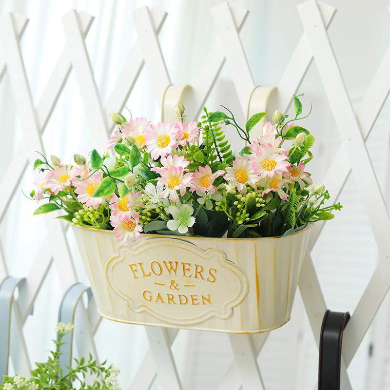 Rustic Vintage Metal Hanging Flower Pot Wall Planter With Drainage Holes & Detachable Hooks For Indoor/Outdoor Home Garden Decor