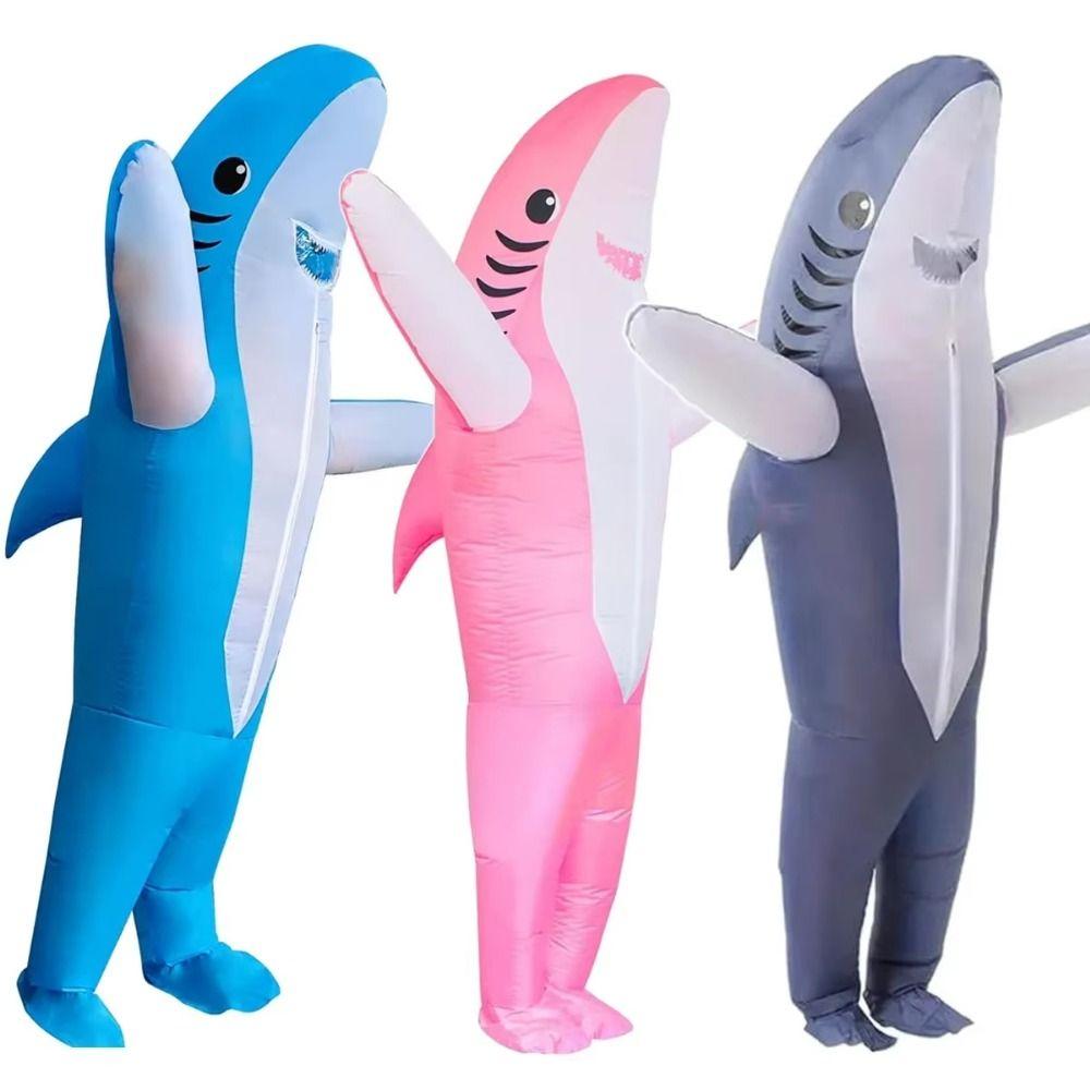 Full Body Jumpsuit Shark Inflatable Suit Cute Halloween Costume  Christmas Carnival