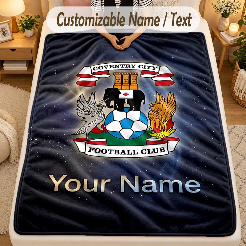 Flanelinis pledasCoventry City FC Individualus pavadinimo tekstas Personalizuotas minkštas šiltas pledas Namų dekoras Dovana
