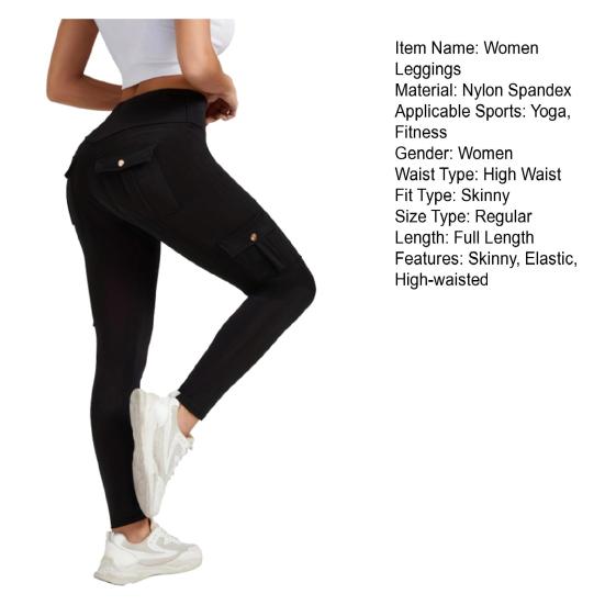 Yousheng Women High Waist Cargo Leggings with Pockets Tummy Control Hip Lifting Yoga Workout Tight Pants Stretch Body Shaping Skinny Trousers