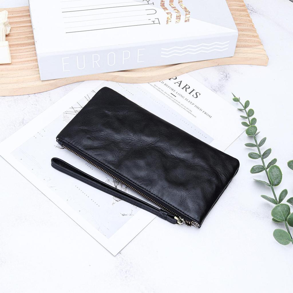 Unisex Retro Vegetable-Tanned Leather Wallet & Phone Clutch