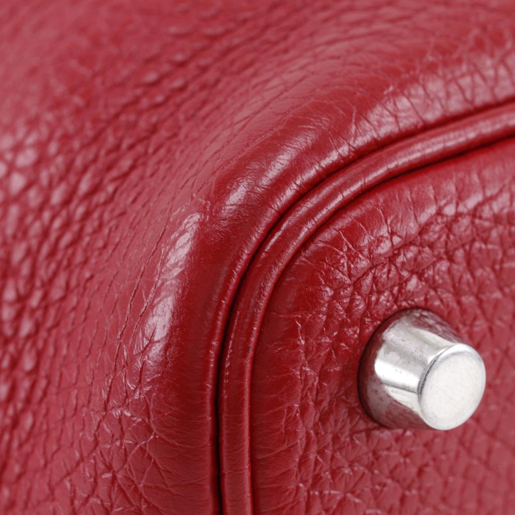 HERMES Picotin Lock18 PM Handbag Red/Silver Hardware Taurillon Clemence Women Used
