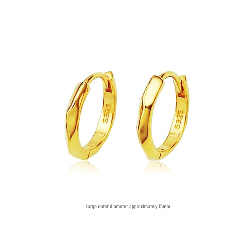 S925 Sterling Silver Mirror-Finish Hoop Earrings - Women's Luxe Style, Light and Niche Circular Ear Clips for Autumn/Winter.