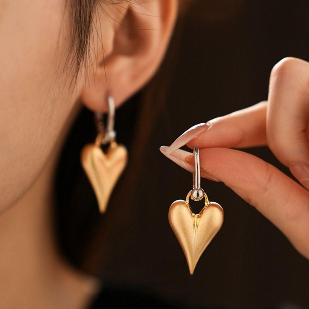 Love Pendant Metal Filigree Earrings Textured Hearts Earringdrop Sweet Heart Hoop Earrings  Daily