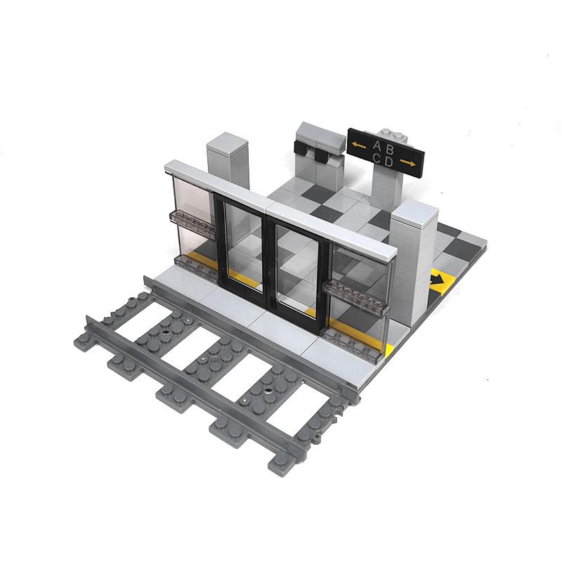 Small Particle Assembly Subway Station Gate Ornament Station Luggage Security Check Door Frame Track Building Block Diy
