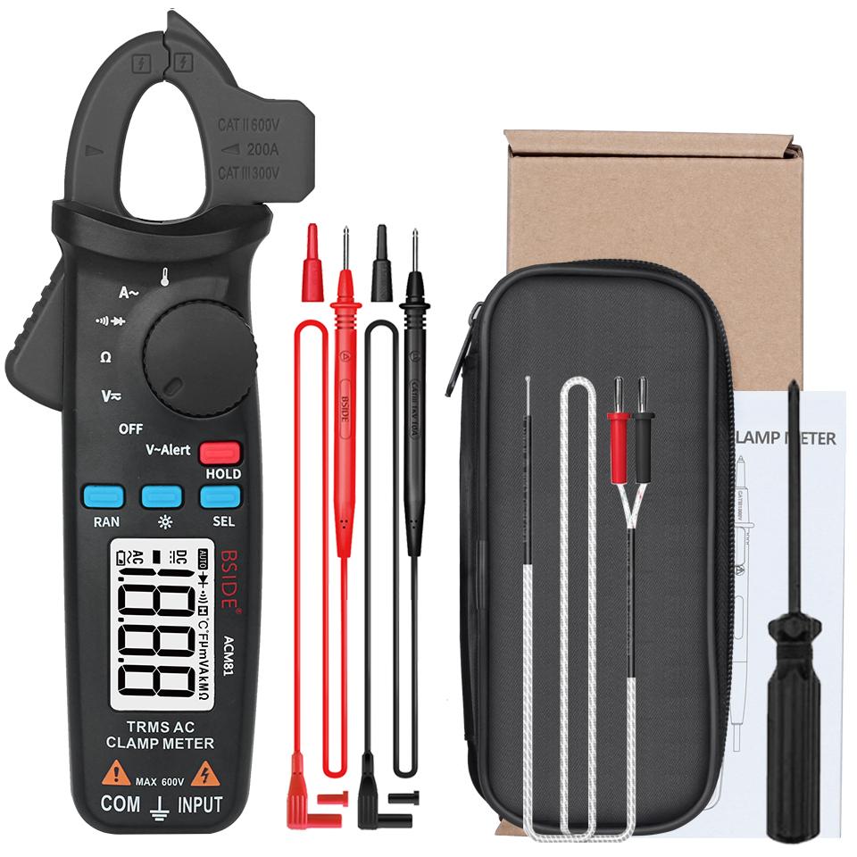 Digitale Strommesszange, professioneller AC/DC-Auto-Auto-Reparatur-Trms-Multimeter, Live-Check, Ncv, Hz, Kondensator-Wahltester