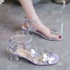 WTEMPO Temperament Ankel Snøresandaler Sommerfugl Gjennomsiktig Hæl Firkantet Tå Elegant Eventyrstil Allsidig Søte Høye Hæler Dropshipping Engros