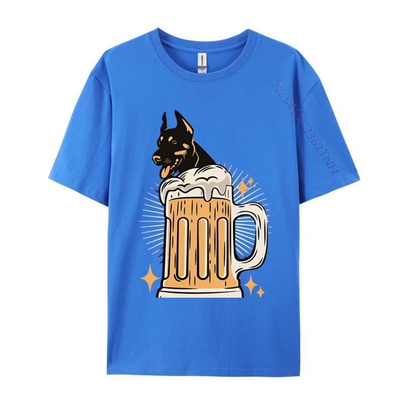 Doberman Dog Lover Funny Beer Lover Tshirt Black High Quality Funny Style T Shirt Cotton Mens Tops Tees