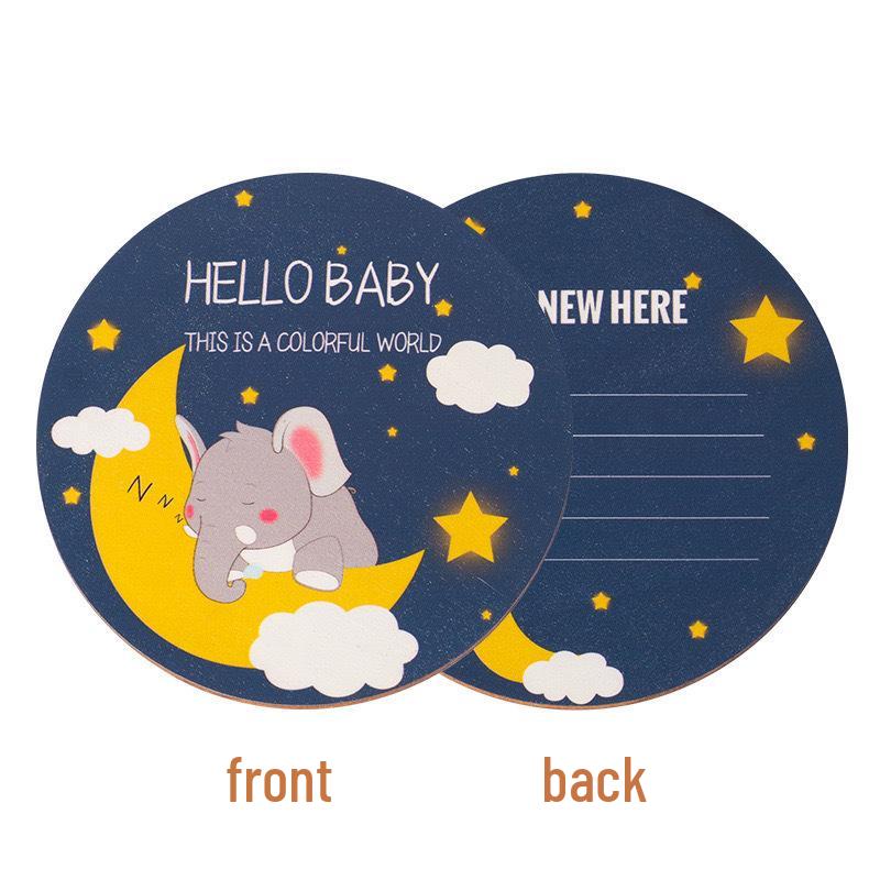 Wooden Newborn Milestone Double-Sided Card: Monthly Baby Photography Sign & Memorial Plaque 10C