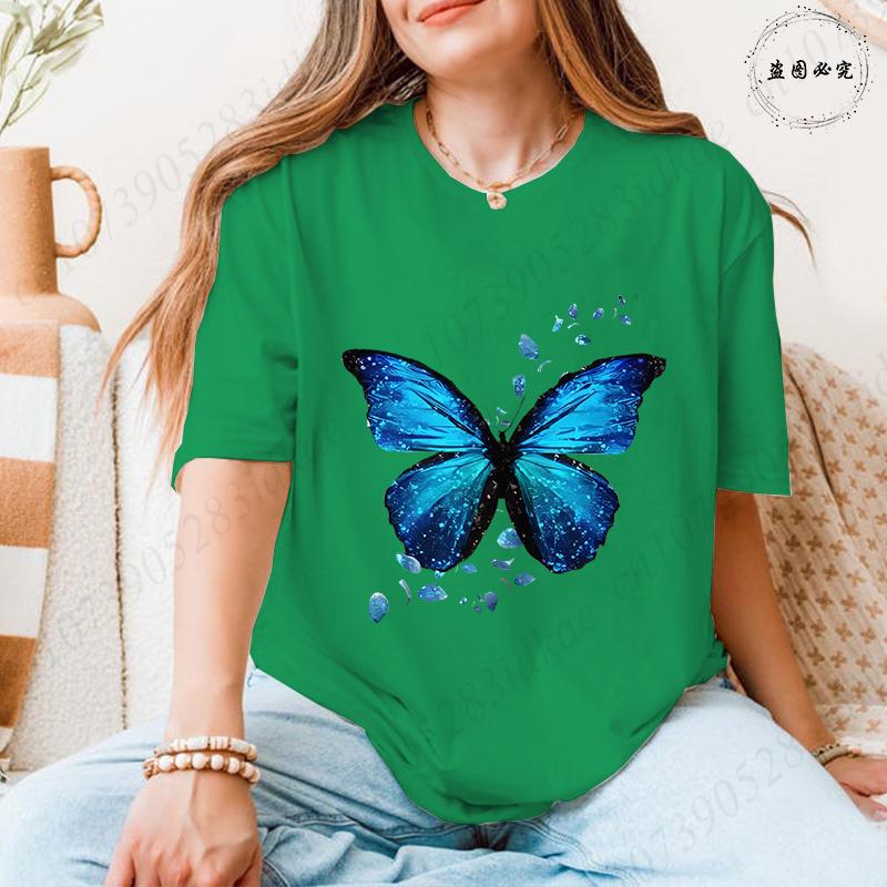 Fashion Butterflies Autism Awareness T-Shirt Women Clothing Summer Breathable Tops Short Sleeve Soft Comfortable Tee Shirt