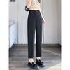 Black Suit Pants for Women, Spring/Summer New Style, Draped Straight Wide-Leg Nine-Point Petite Cigarette Pants, Summer Thin Style