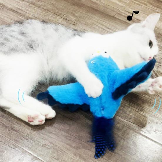 Yousheng Flapping Bird Cat Toy Rechargeable Flapping Sparrow with Chirping Sounds Catnip Interactive Plush Bird Toy for Cats Play And Exercise