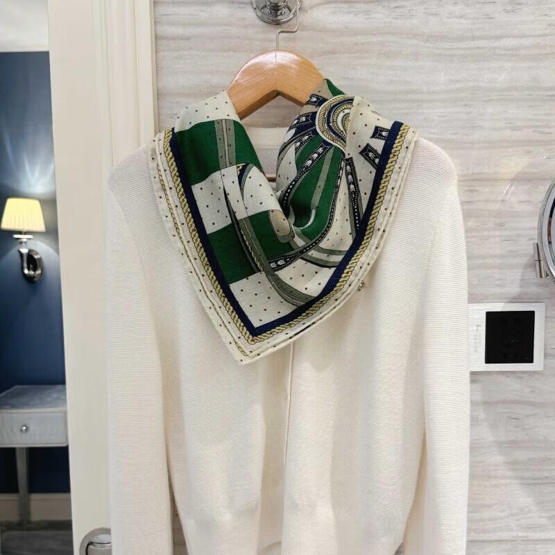 NINA SOLOR Silk Wool Polka Dot Scarf 63x63cm