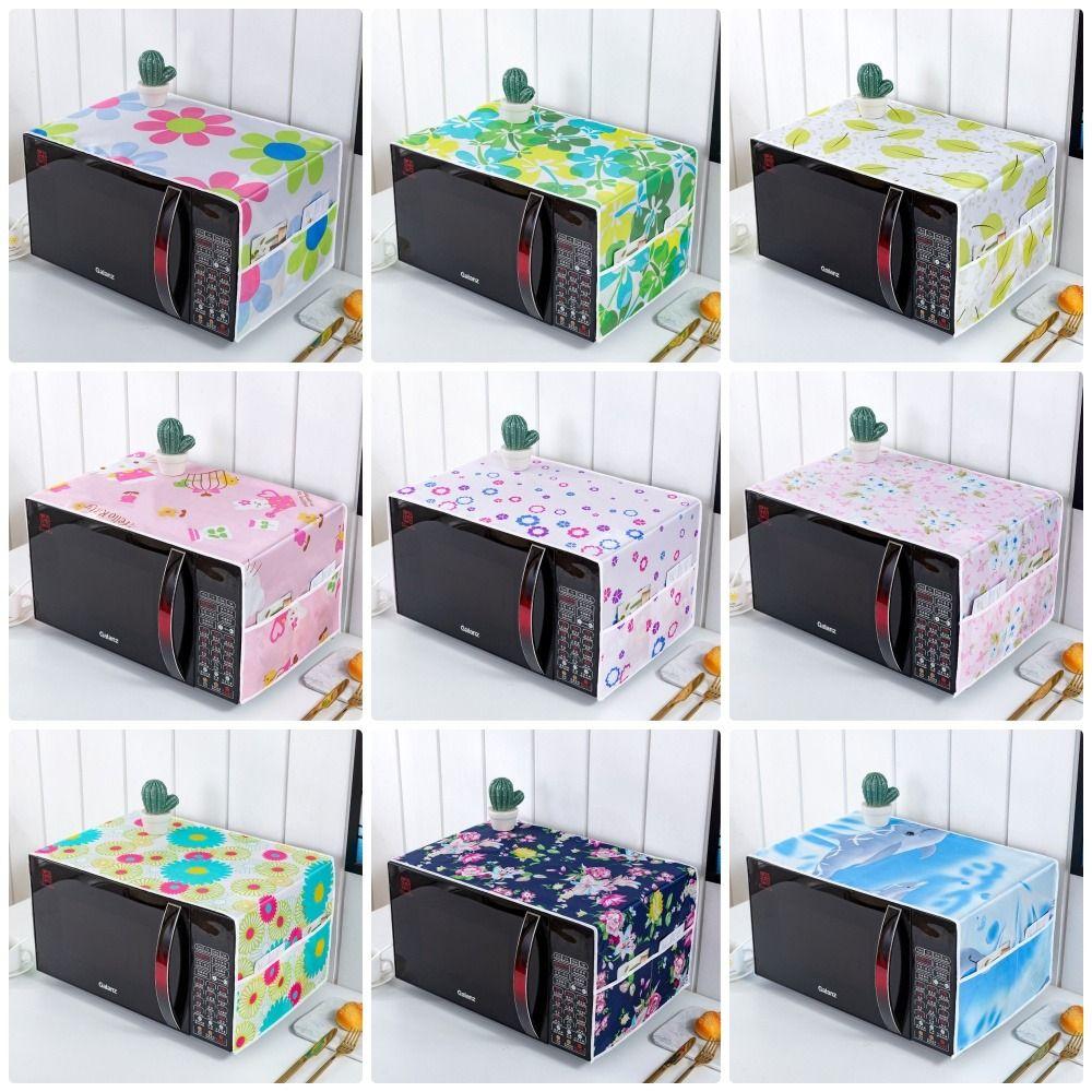 1Pcs with Storage Pocket Microwave Dust Cover Waterproof Top Dust Cloth Durable Oven Cover
