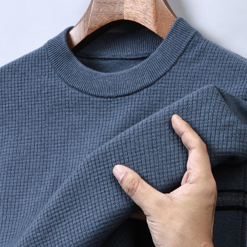 Hengyuanxiang Men's Autumn/Winter 100% Worsted Round Neck Wool Sweater
