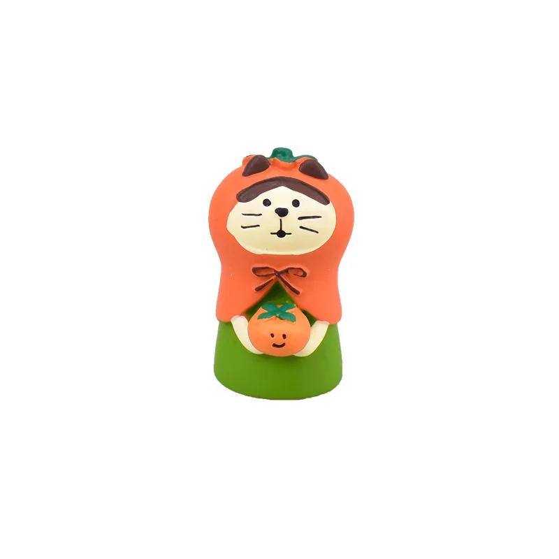 INS ZAKKA Resin Ornaments Autumn Harvest Chestnut Series Persimmon Tree Thief Cat Camera Prop Japanese Mini Home Decoration Gift