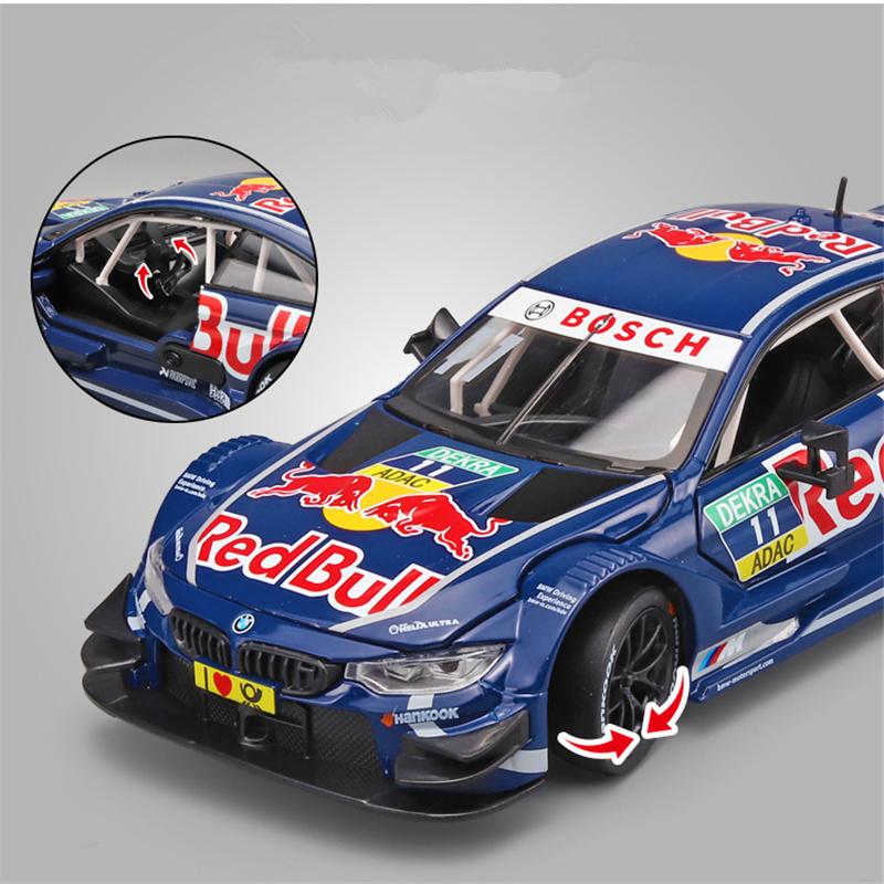 1/24 Scale BMW M4 GT3 Red Bull Co-brand Alloy Sports Car Model Diecasts Metal Racing Vehicles Car Model Sound and Light Kids Toys Gift