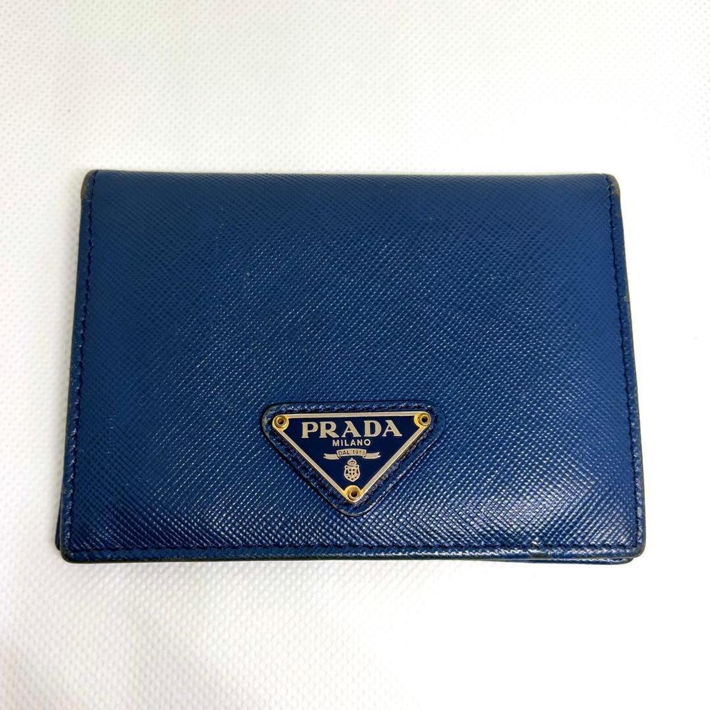 Used PRADA Saffiano Leather Card Case Pass Case