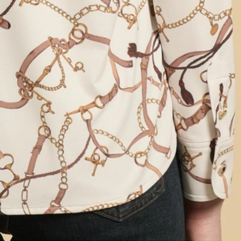 BCBG Belt Chain Print Blouse B6s2b425