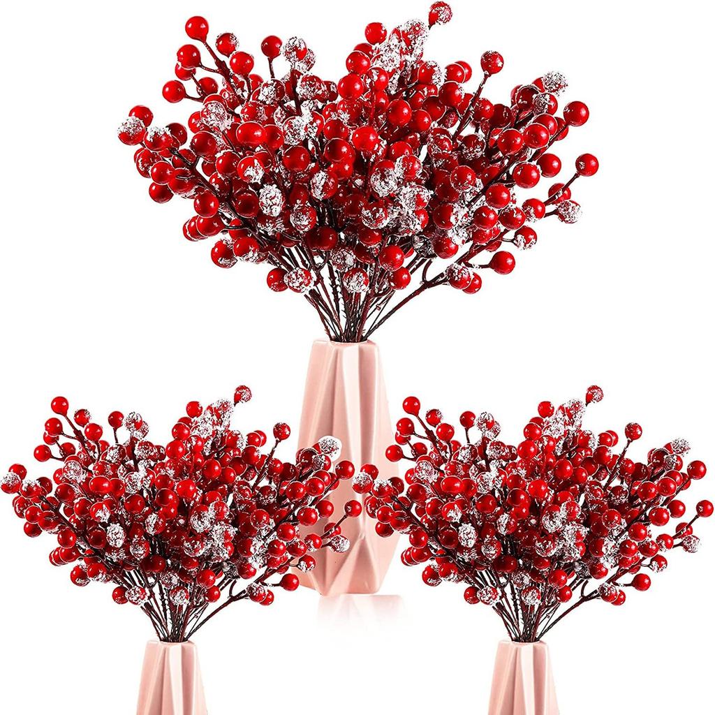 10 Pcs Artificial Flowers Faux Berries Fake Flower For Christmas New Year DIY Floral Art Plant Home Office Party Decoration
