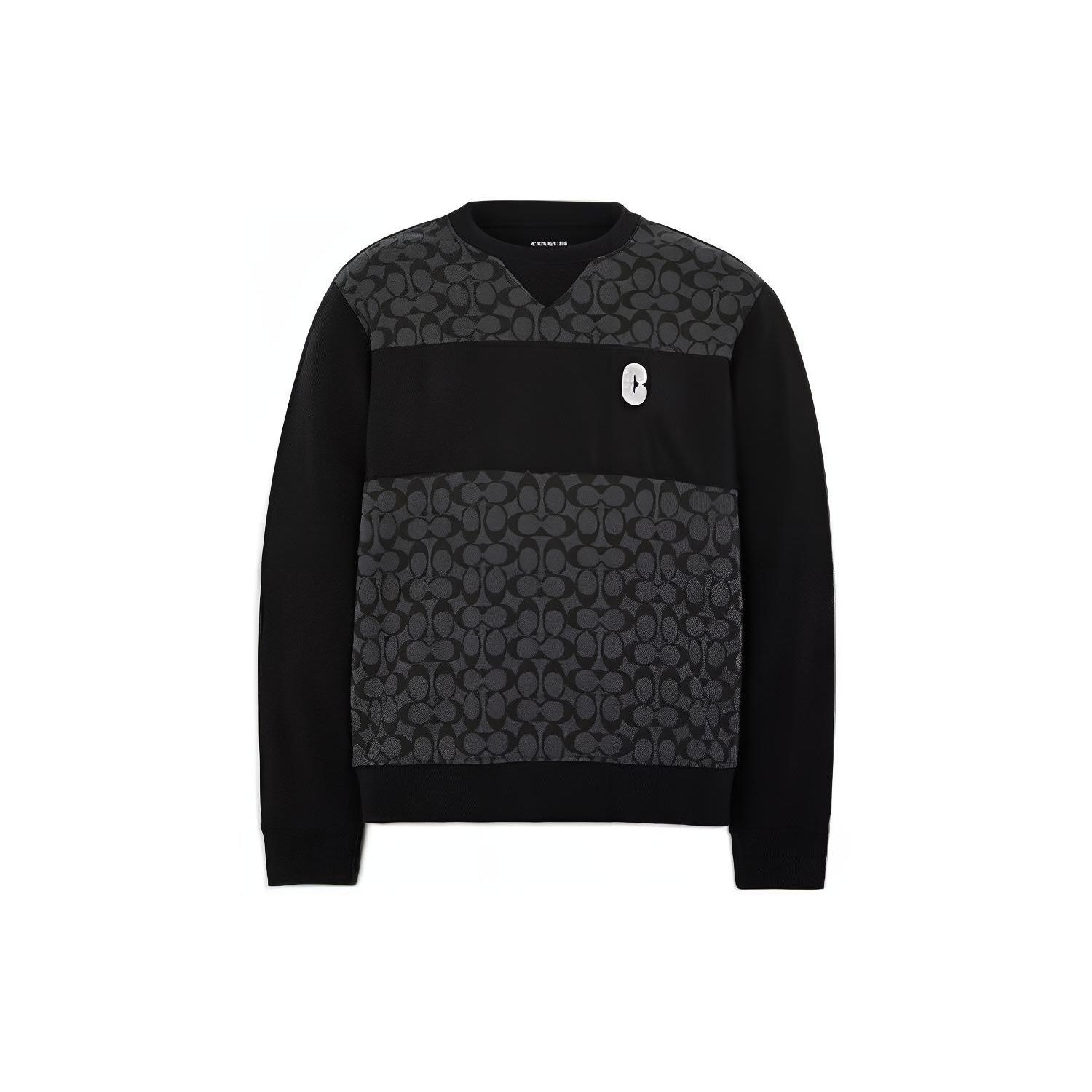 

Coach Letter Print Spliced Crew Neck Long Sleeve Sweatshirt Men sweatshirt Black C7816-BLK L