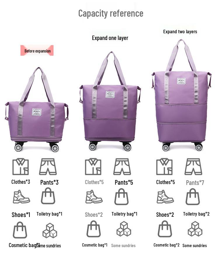 Women's Universal Wheeled Travel Bag - Student, Maternity, Boarding & Storage Handbag