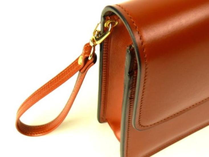 Awaji Bag Workshop Genuine Leather Wide Pouch (Smooth Leather, Brown) [Made in Japan] Cowhide Leather with Lid, Freestanding