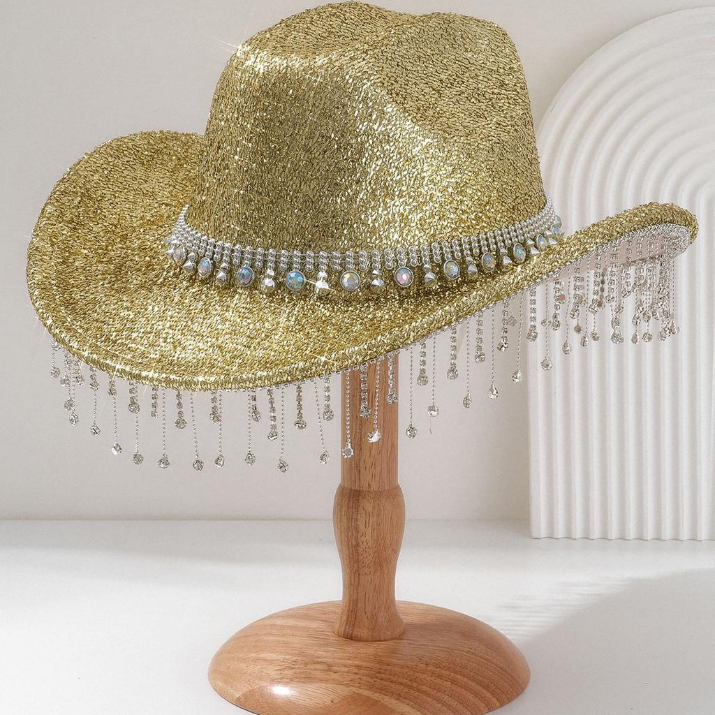 Jeweled Cowboy Hats Heavy Crystal Panama Hat Surprise Gift for Girl Boys Bride Hat for Carnivals Music Festival