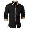 Camicia Estiva da Uomo alla Moda a Tinta Unita con Inserti Business Casual a Maniche Lunghe