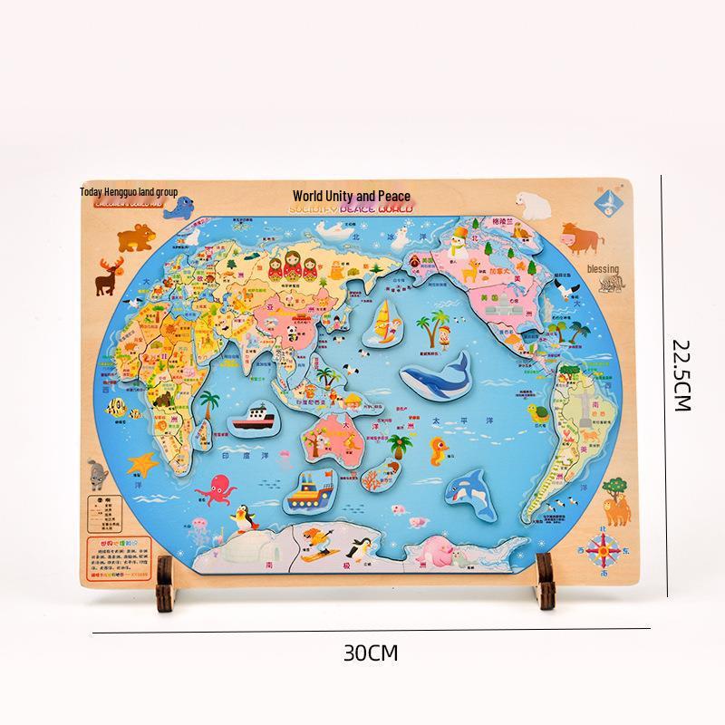 3D Wooden Map Puzzle: Enlightenment Edition for Children 10+ Years - Early Education Toy