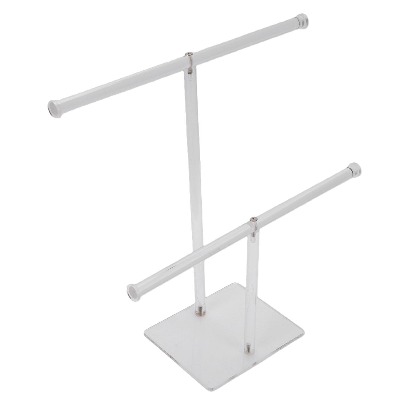 Acrylic Jewelry Display Holder 2 Tier T Shape Bracelet and Necklace Display Organization Tiered Jewelry Rack