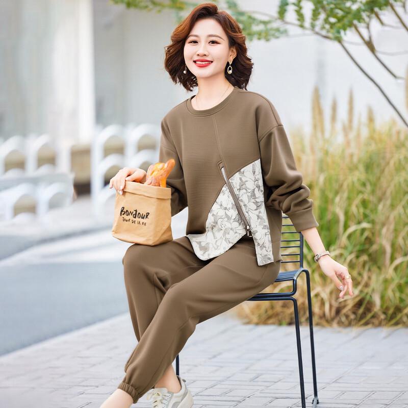 

Женский осенний свободный повседневный костюм-двойка 3XL